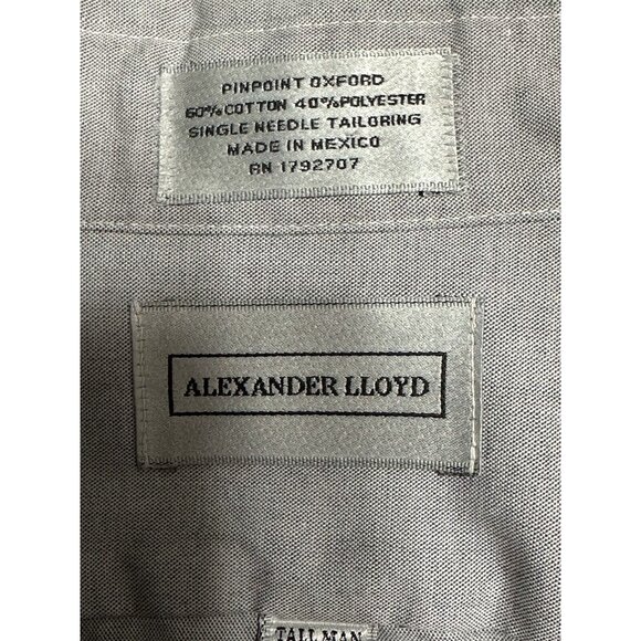 Alexander Lloyd Long Sleeve Button Down Dress Shirt Pinpoint Oxford Tall 37/38 - Picture 4 of 5